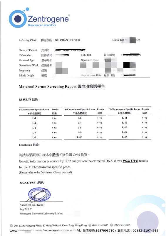 香港验血查男女准确率-香港验血报告单图片